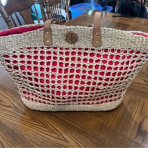 Tory Burch Twisted Straw Megan Tote Bag